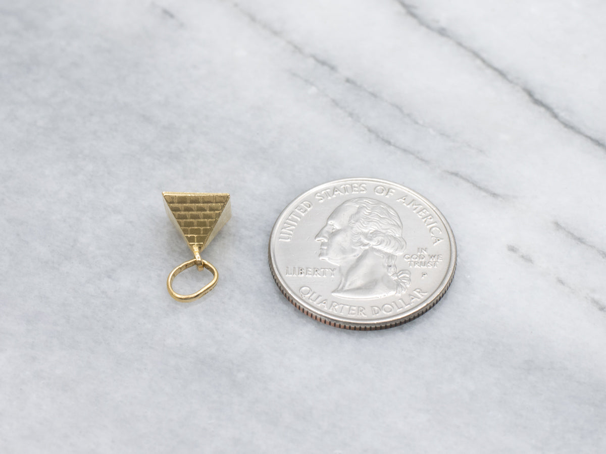 Textured Yellow Gold Pyramid Charm Pendant