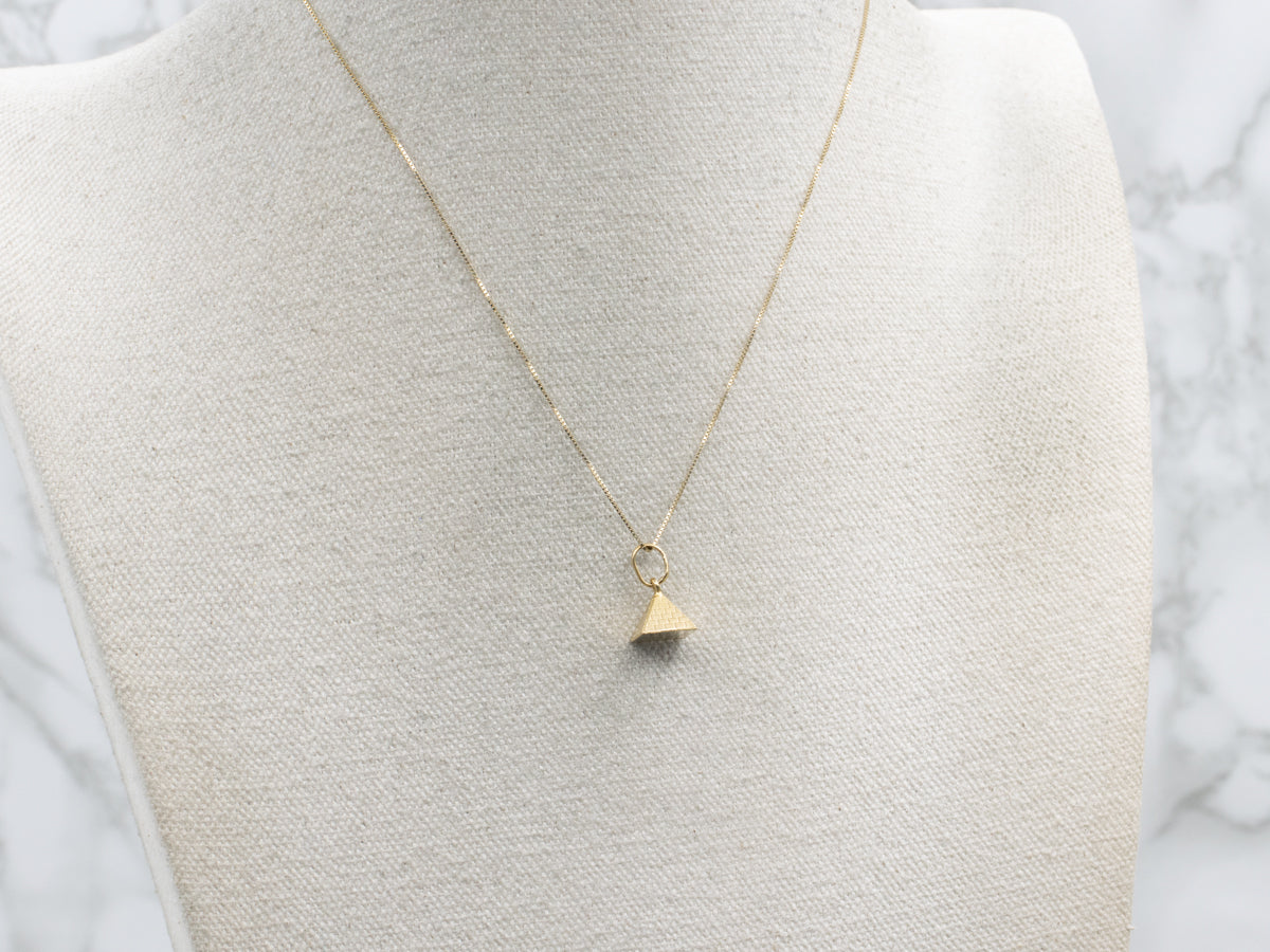Textured Yellow Gold Pyramid Charm Pendant