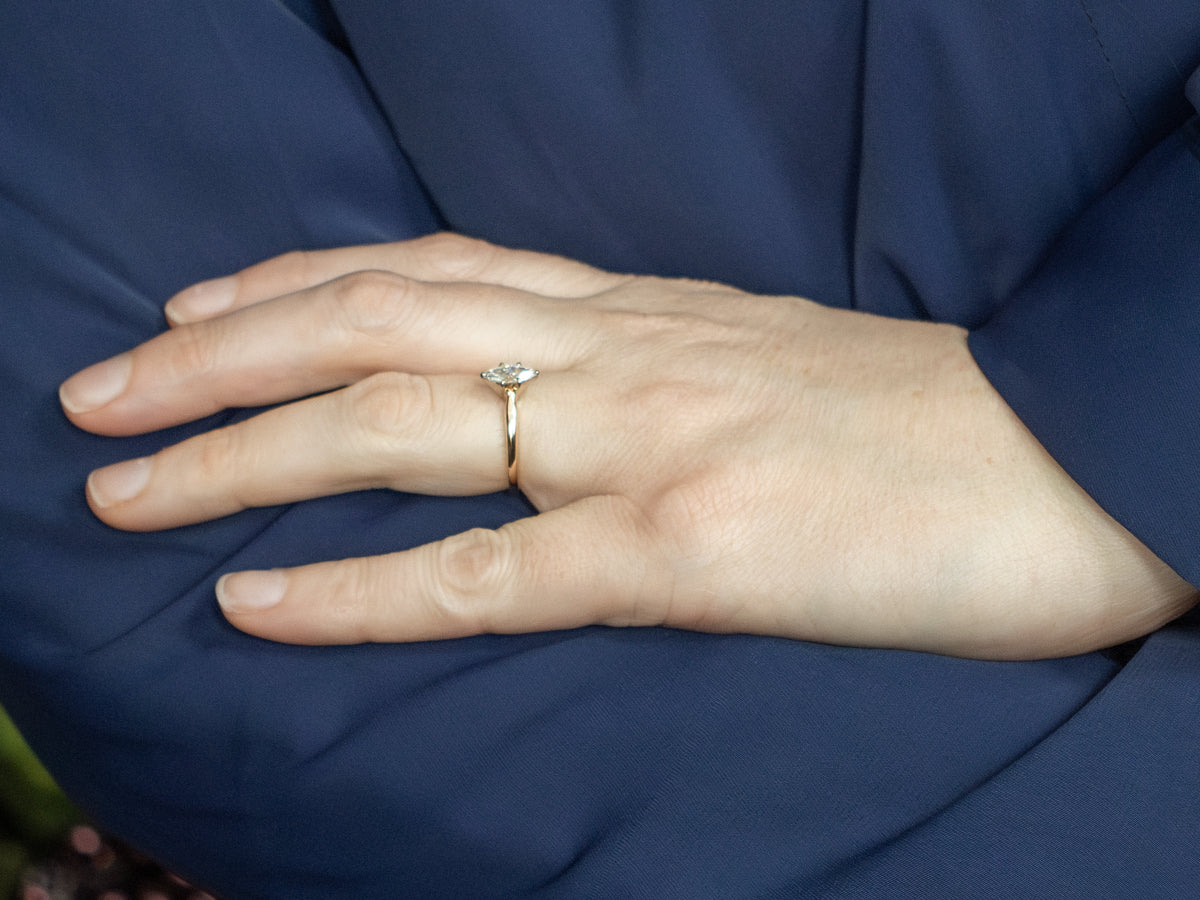 Marquise-Cut Two-Tone Gold Diamond Solitaire Engagement Ring