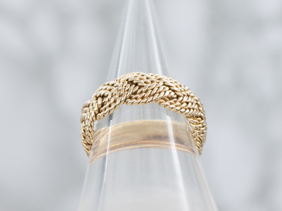 Wide Rope Twist Braided Yellow Gold Band