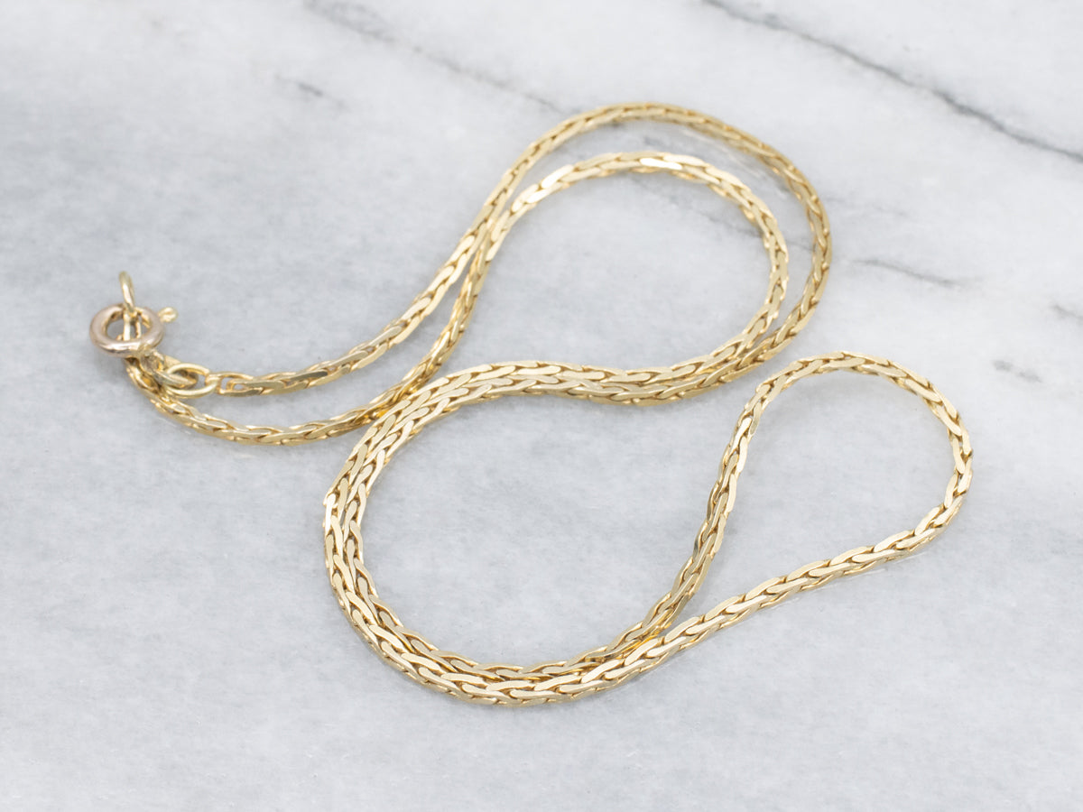 Stiff Italian Gold Wheat Chain with Spring Ring Clasp