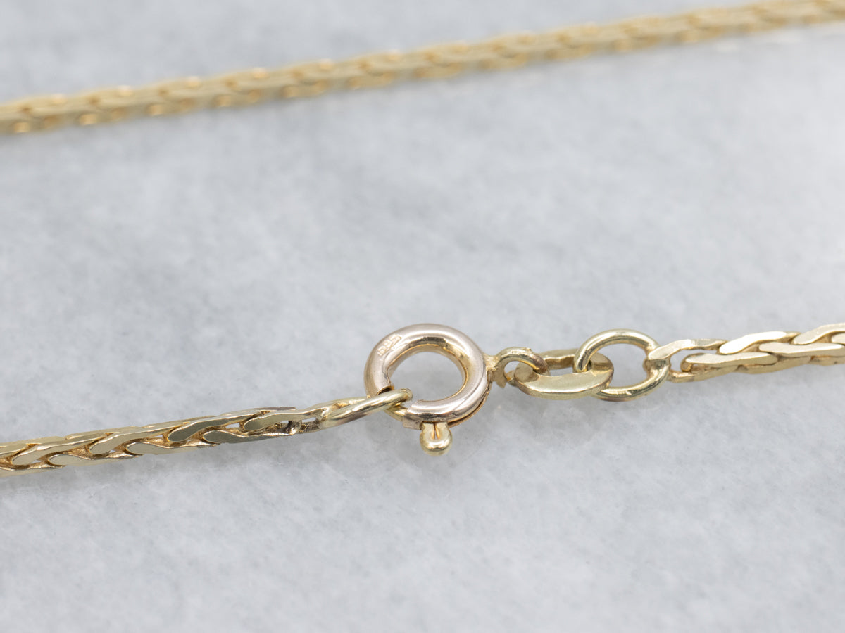Stiff Italian Gold Wheat Chain with Spring Ring Clasp
