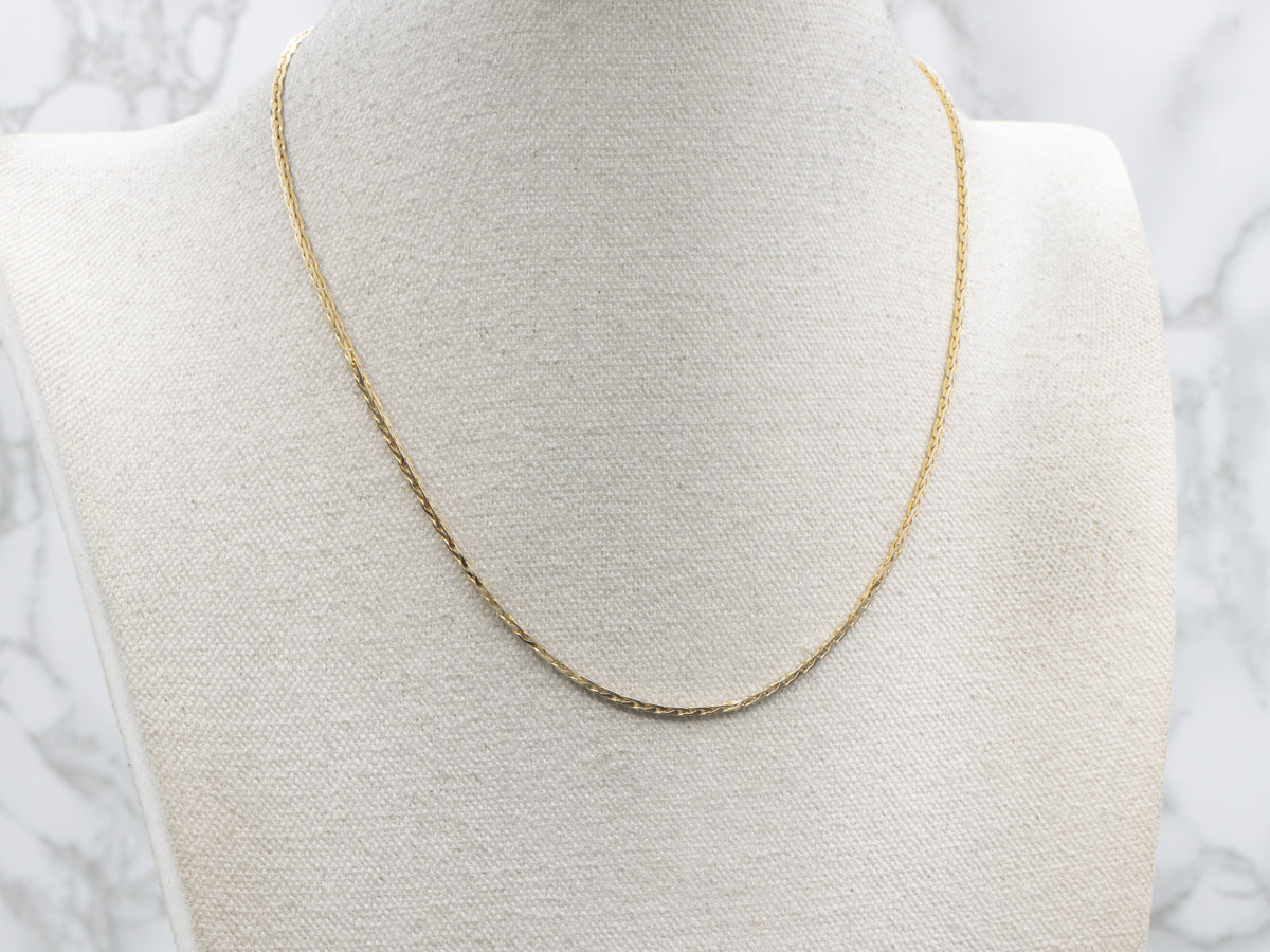 Stiff Italian Gold Wheat Chain with Spring Ring Clasp