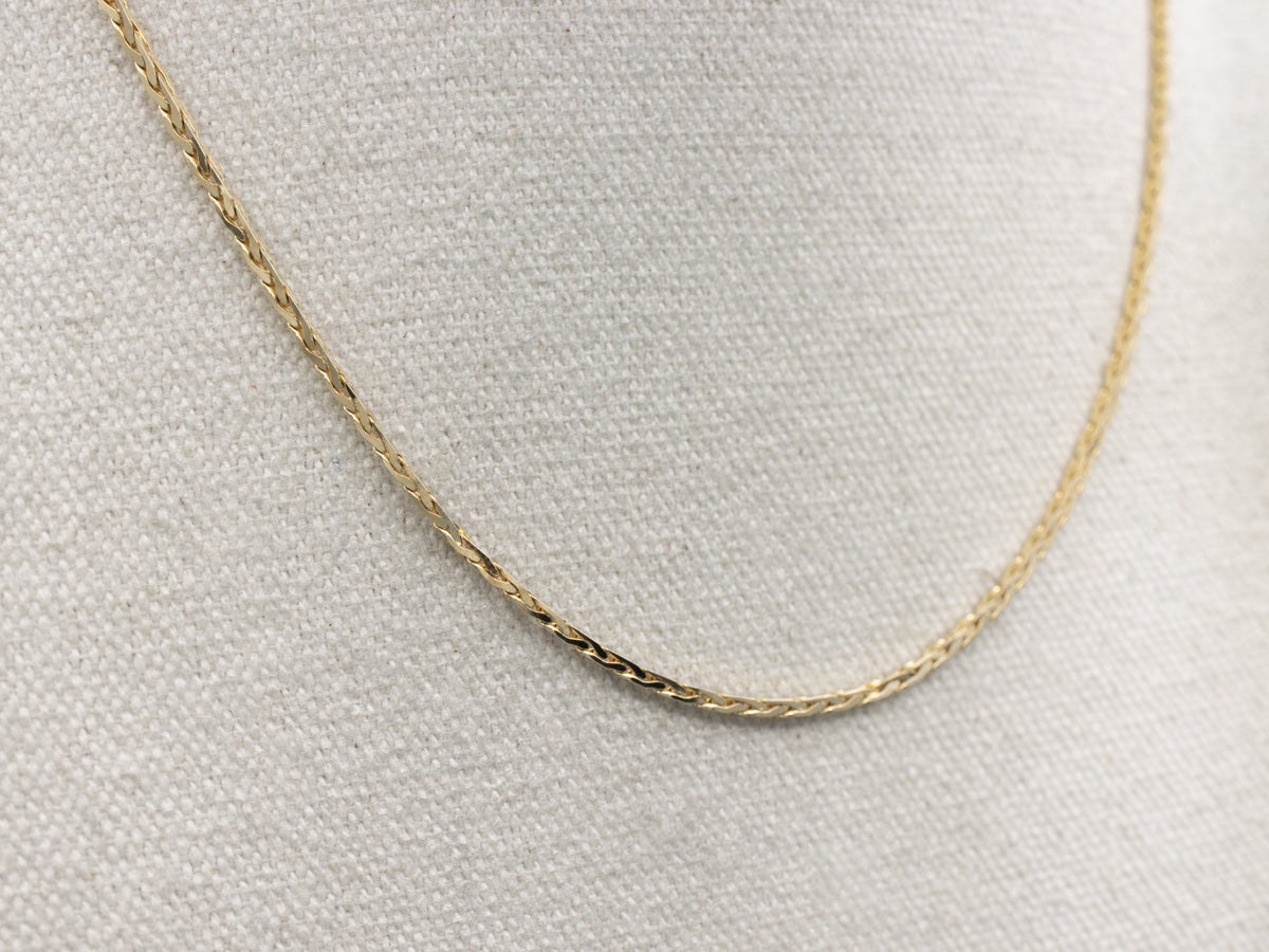 Stiff Italian Gold Wheat Chain with Spring Ring Clasp