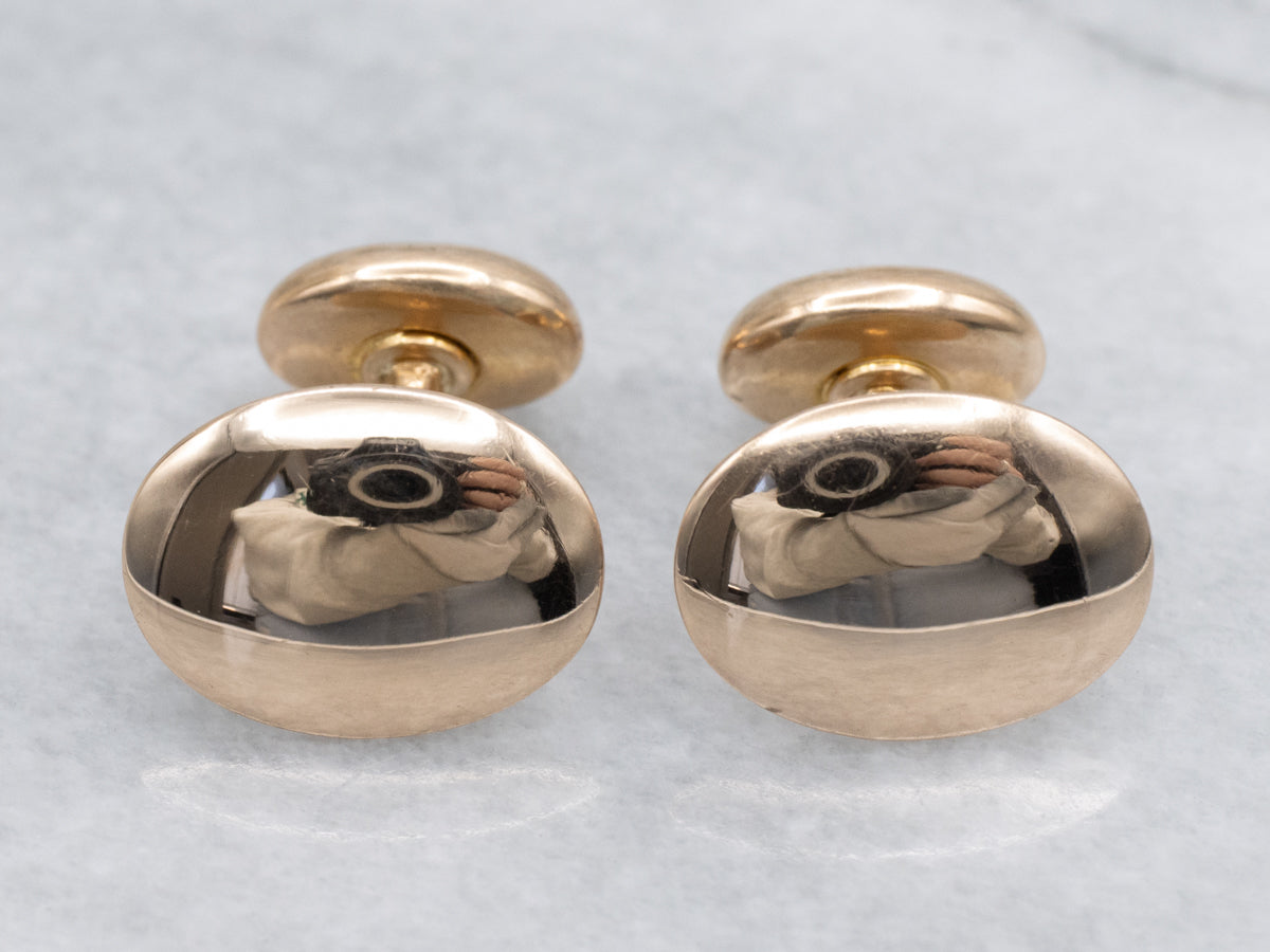 Antique Polished Gold Oval Cufflinks