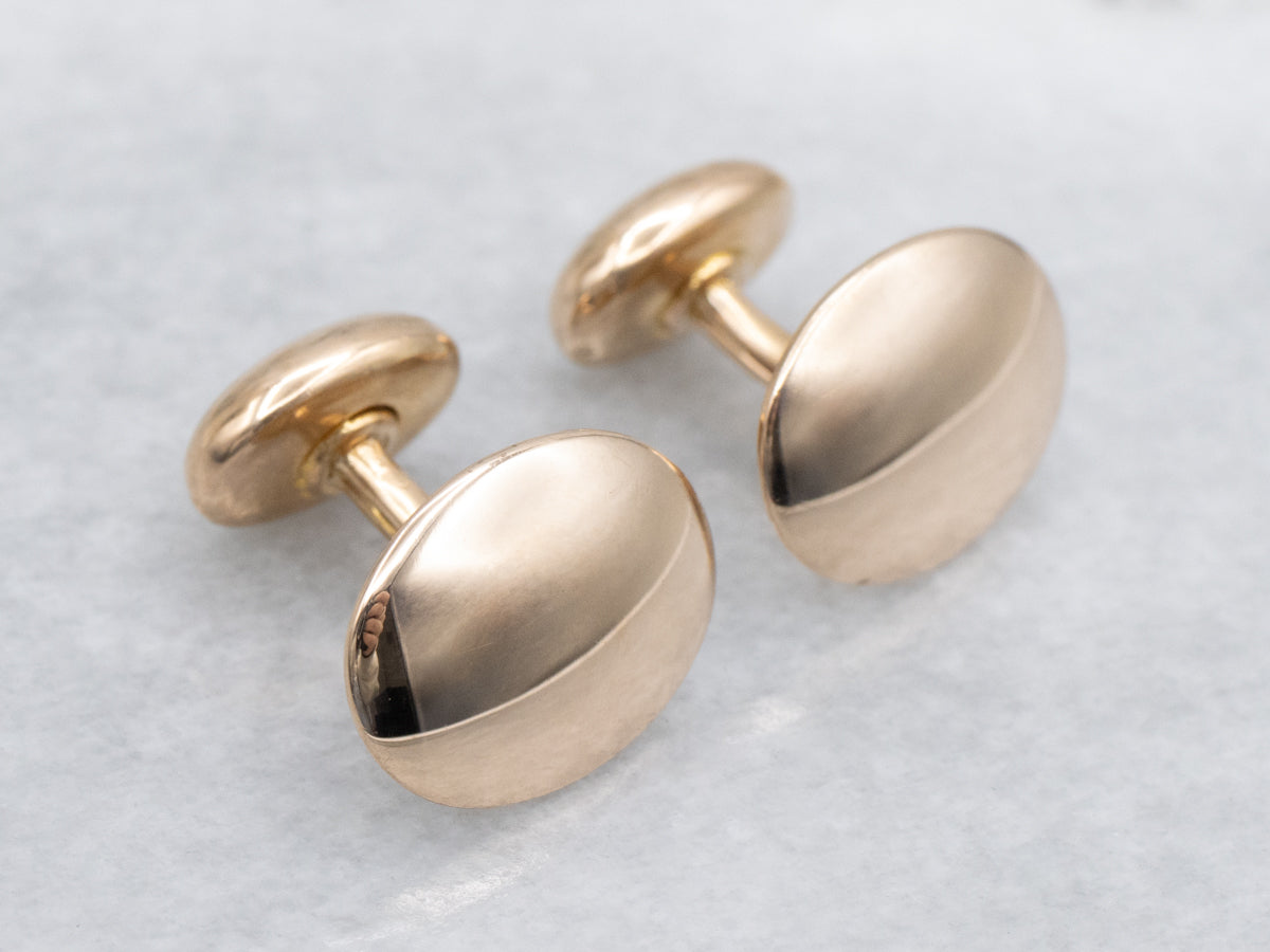 Antique Polished Gold Oval Cufflinks