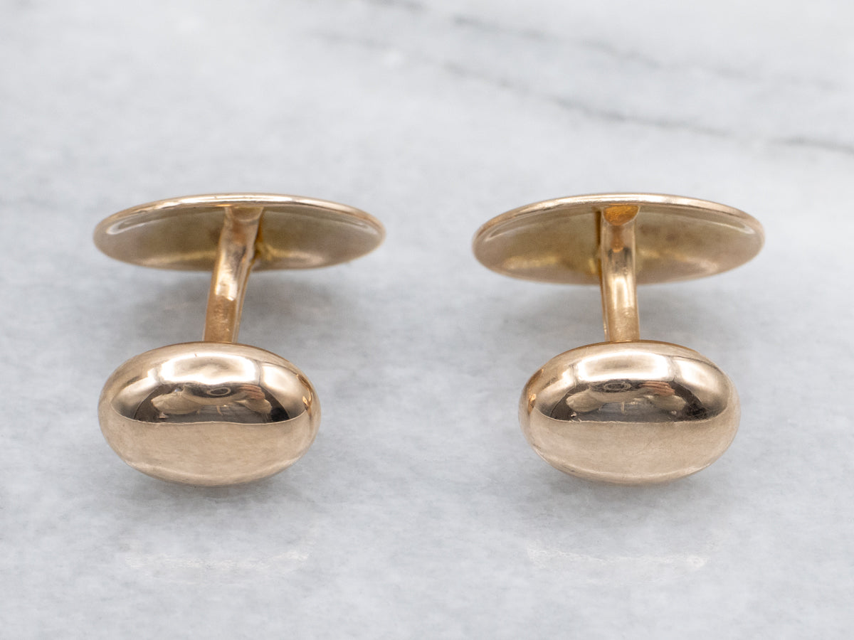 Antique Polished Gold Oval Cufflinks