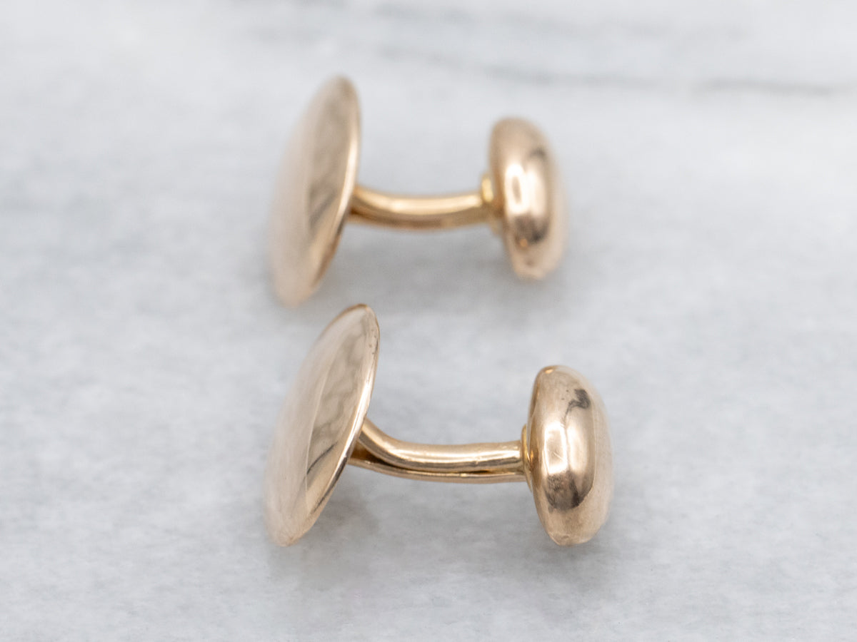 Antique Polished Gold Oval Cufflinks