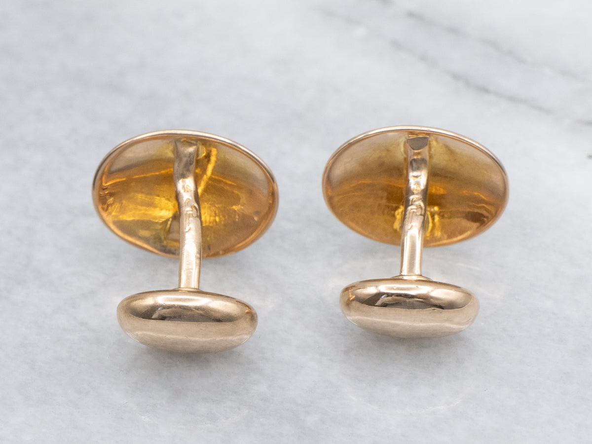 Antique Polished Gold Oval Cufflinks