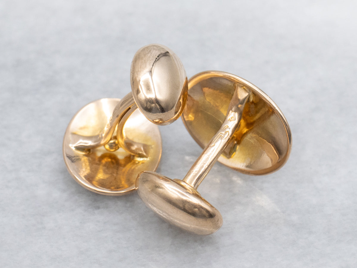 Antique Polished Gold Oval Cufflinks