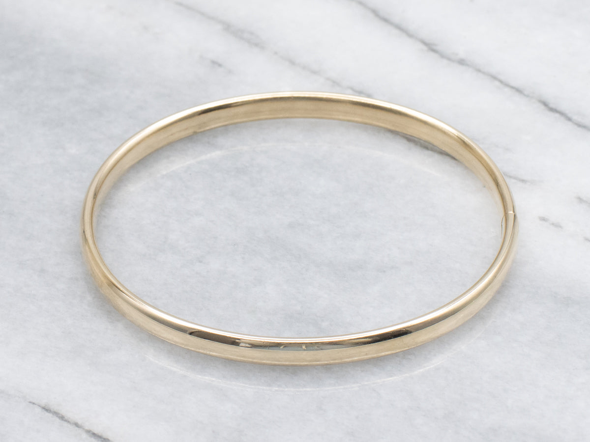 Simple Yellow Gold Tube Bangle Bracelet