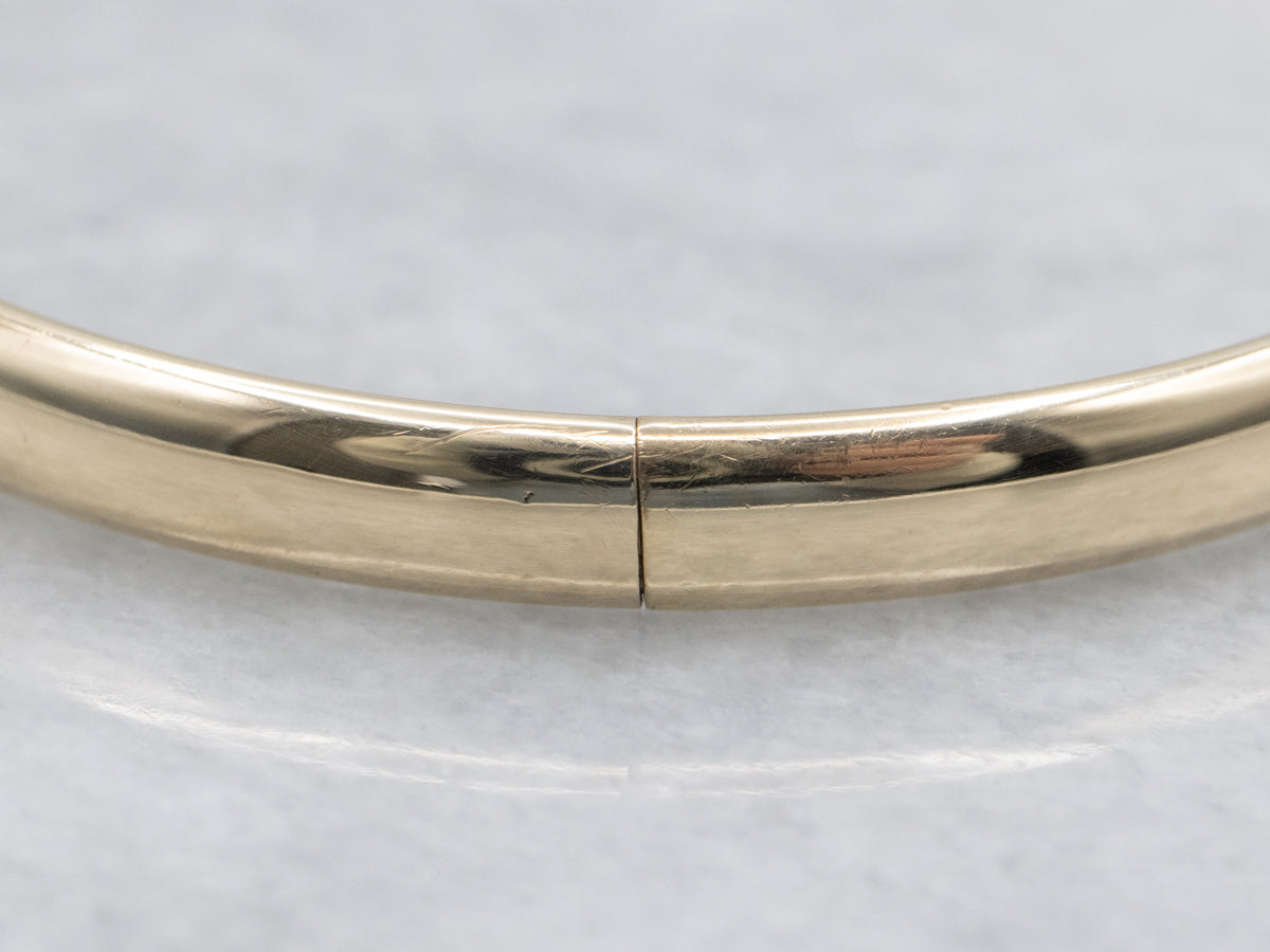 Simple Yellow Gold Tube Bangle Bracelet