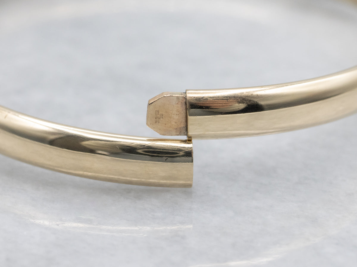 Simple Yellow Gold Tube Bangle Bracelet