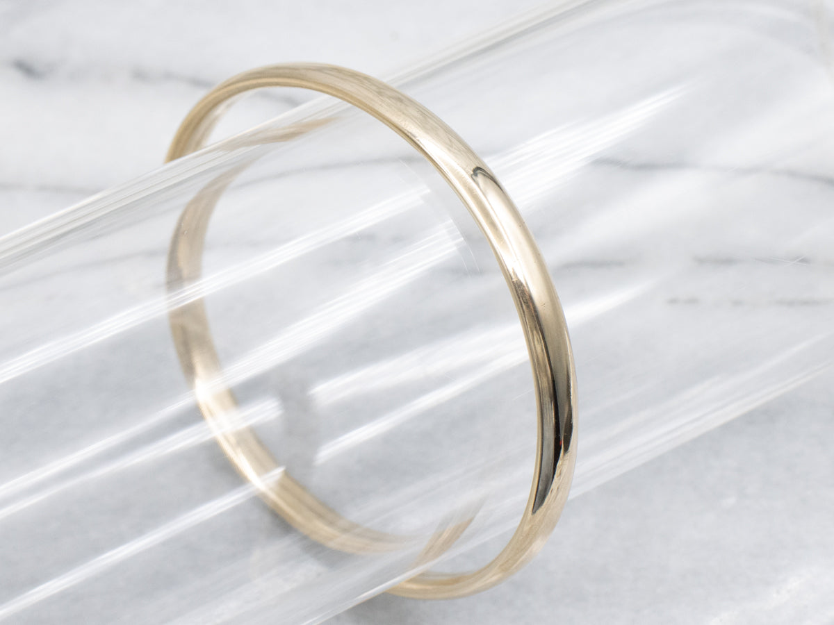 Simple Yellow Gold Tube Bangle Bracelet