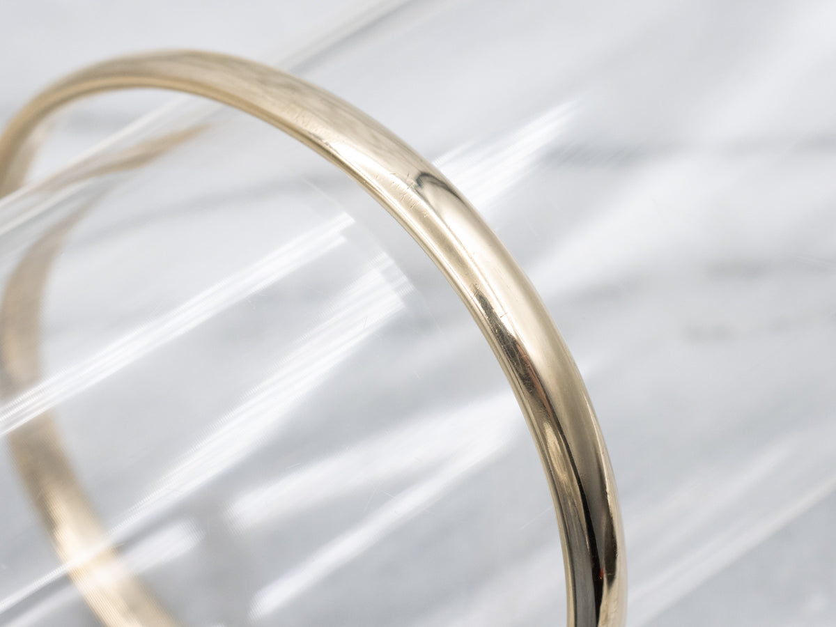 Simple Yellow Gold Tube Bangle Bracelet