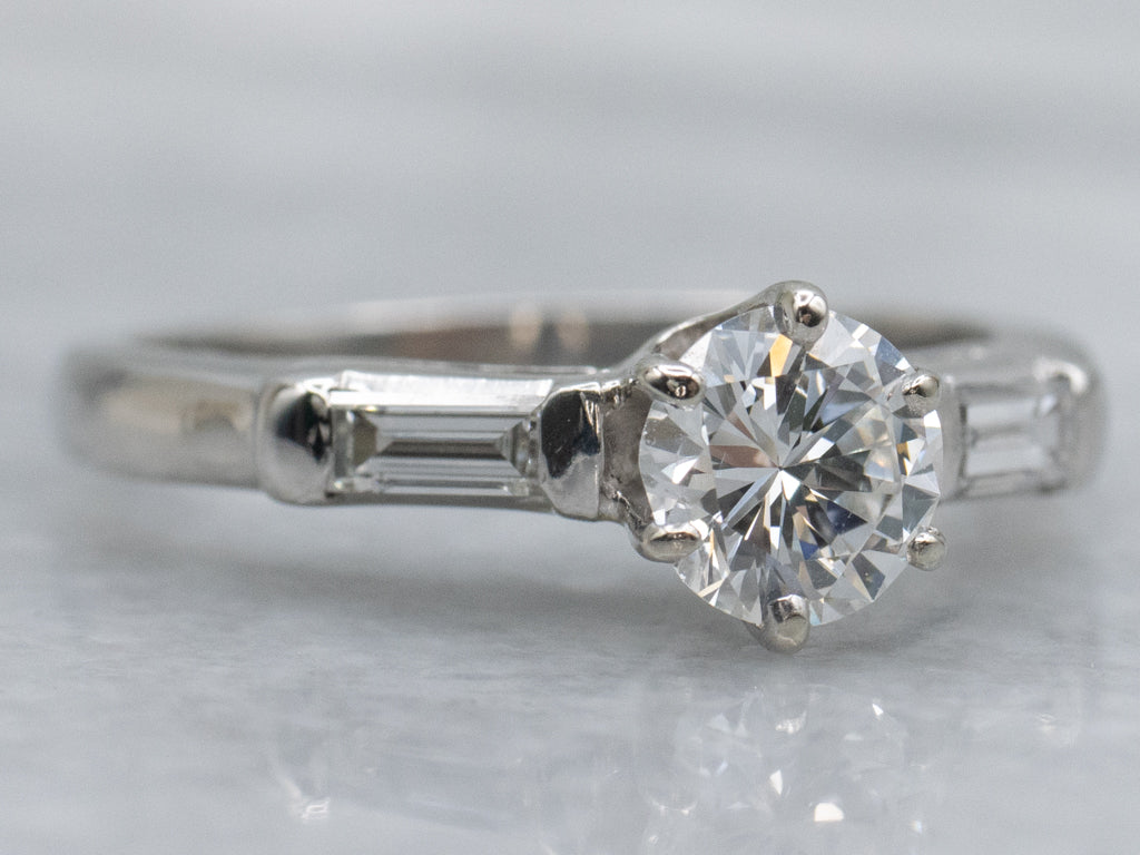 European Cut Diamond 1940s Platinum Engagement Ring