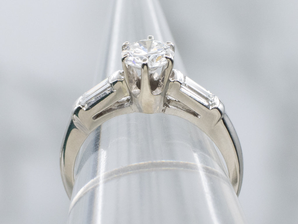 European Cut Diamond 1940s Platinum Engagement Ring