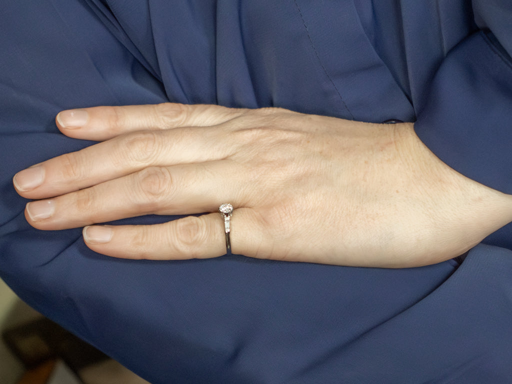 European Cut Diamond 1940s Platinum Engagement Ring