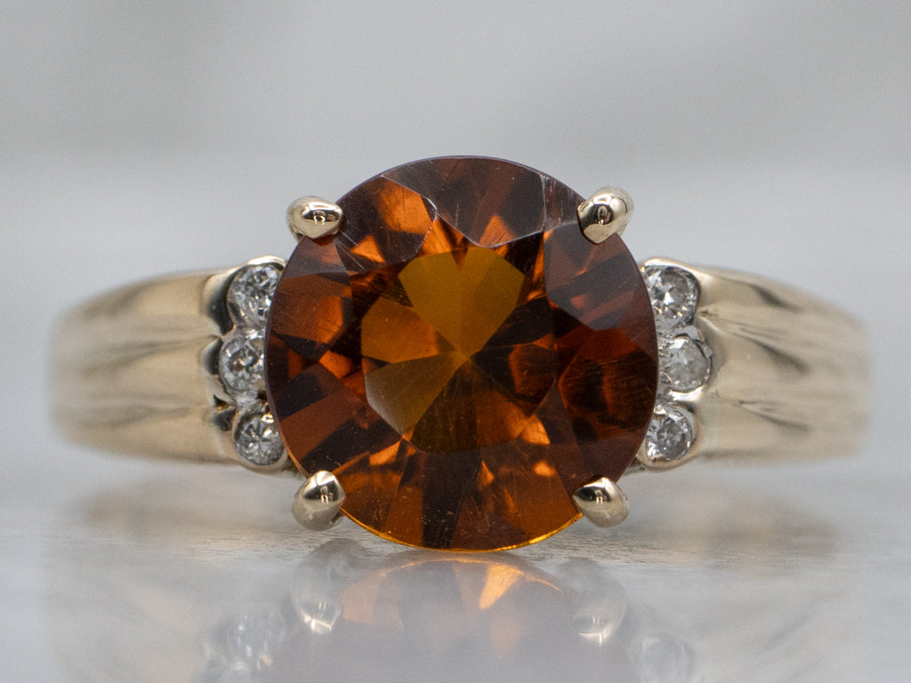 Citrine and Diamond Yellow Gold Ring