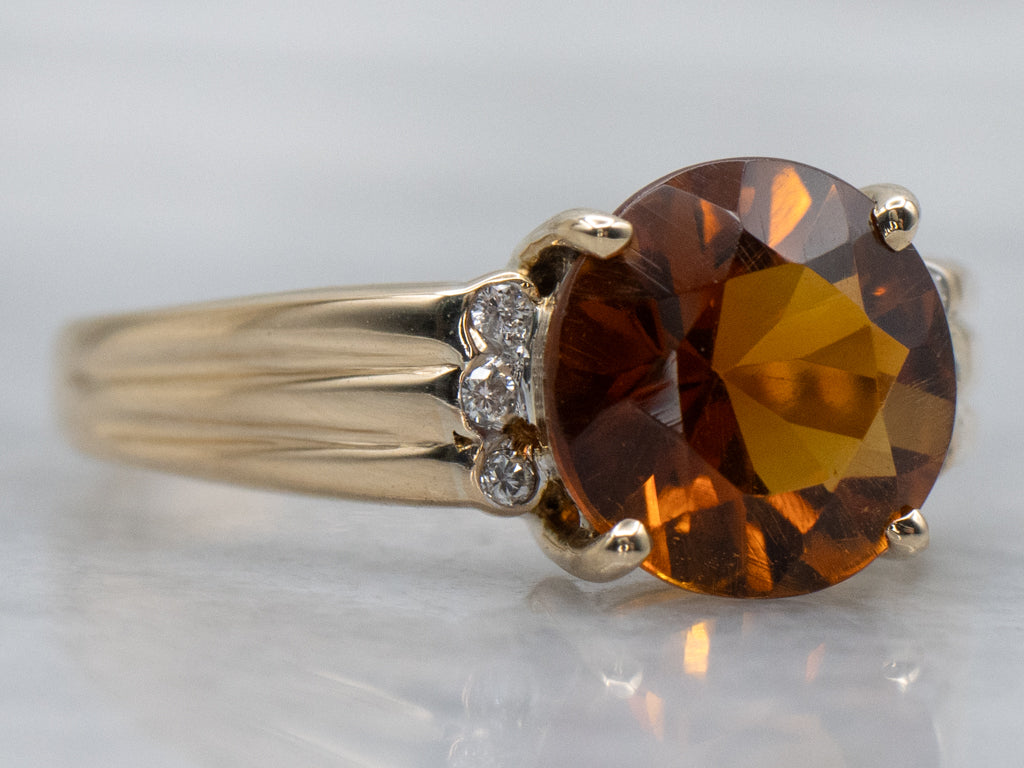 Citrine and Diamond Yellow Gold Ring