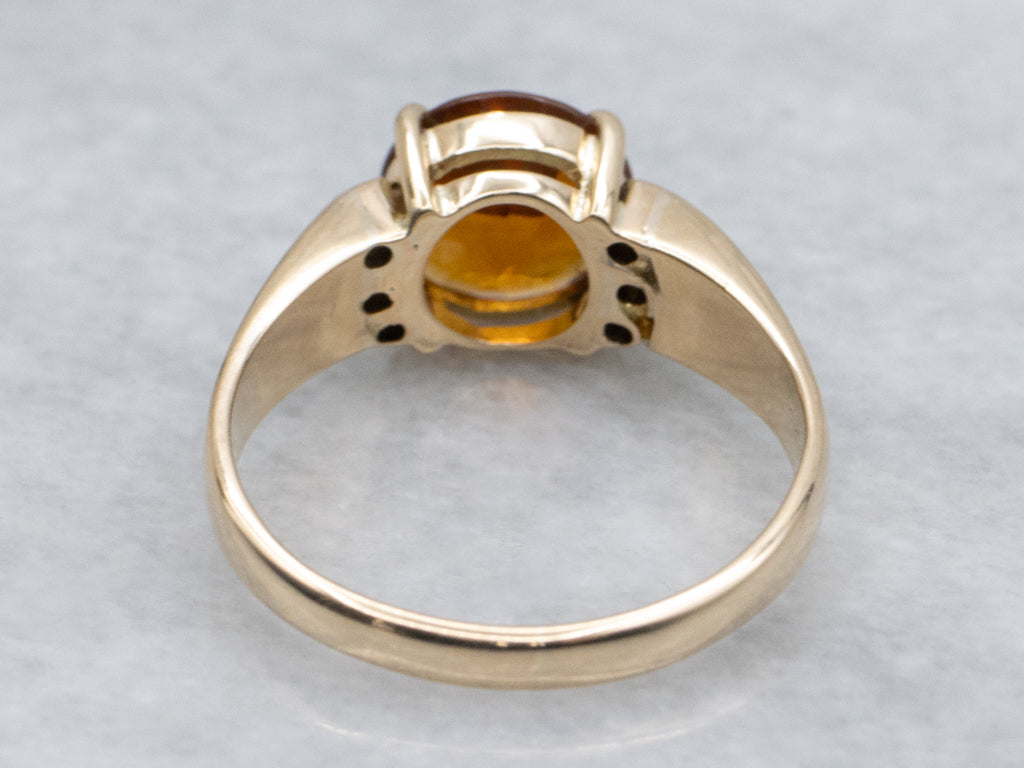 Citrine and Diamond Yellow Gold Ring