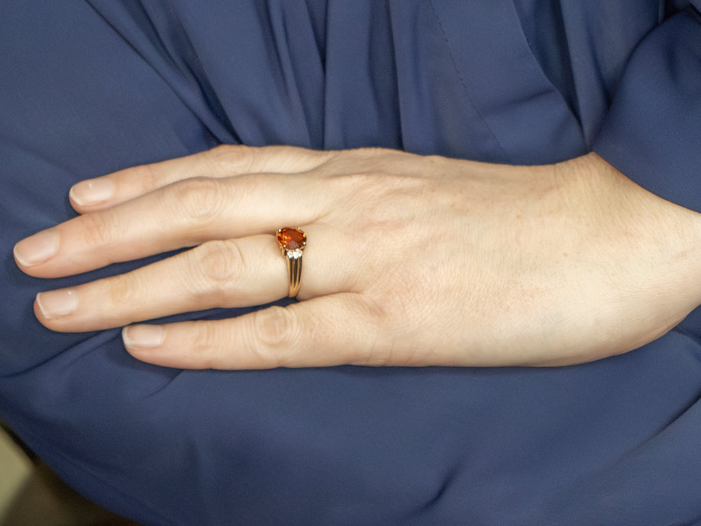 Citrine and Diamond Yellow Gold Ring