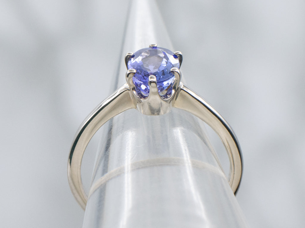 White Gold Oval-Cut Tanzanite Solitaire Ring