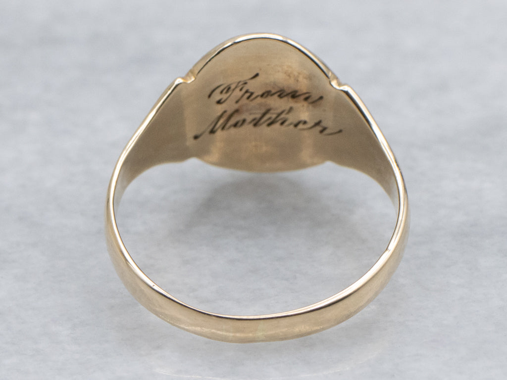 From Mother: Antique Old English Letter "H" Gold Signet Ring