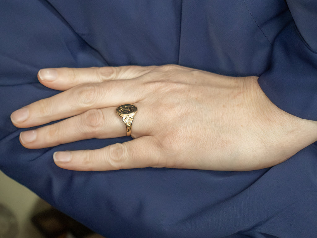 From Mother: Antique Old English Letter "H" Gold Signet Ring