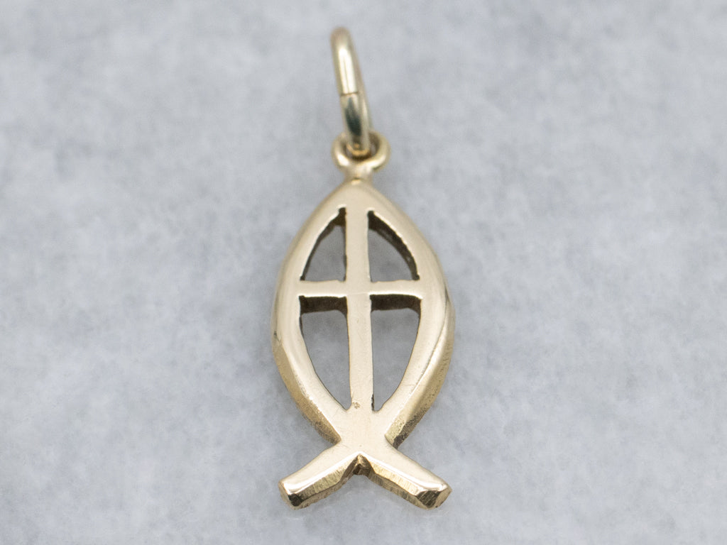 Yellow Gold Religious Christian Fish Pendant