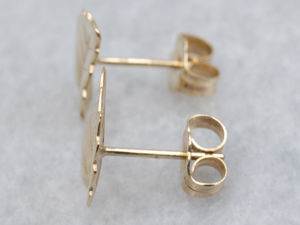 Vintage Gold Leaf Stud Earrings