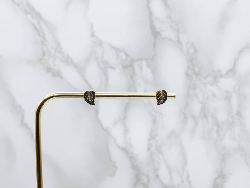 Vintage Gold Leaf Stud Earrings