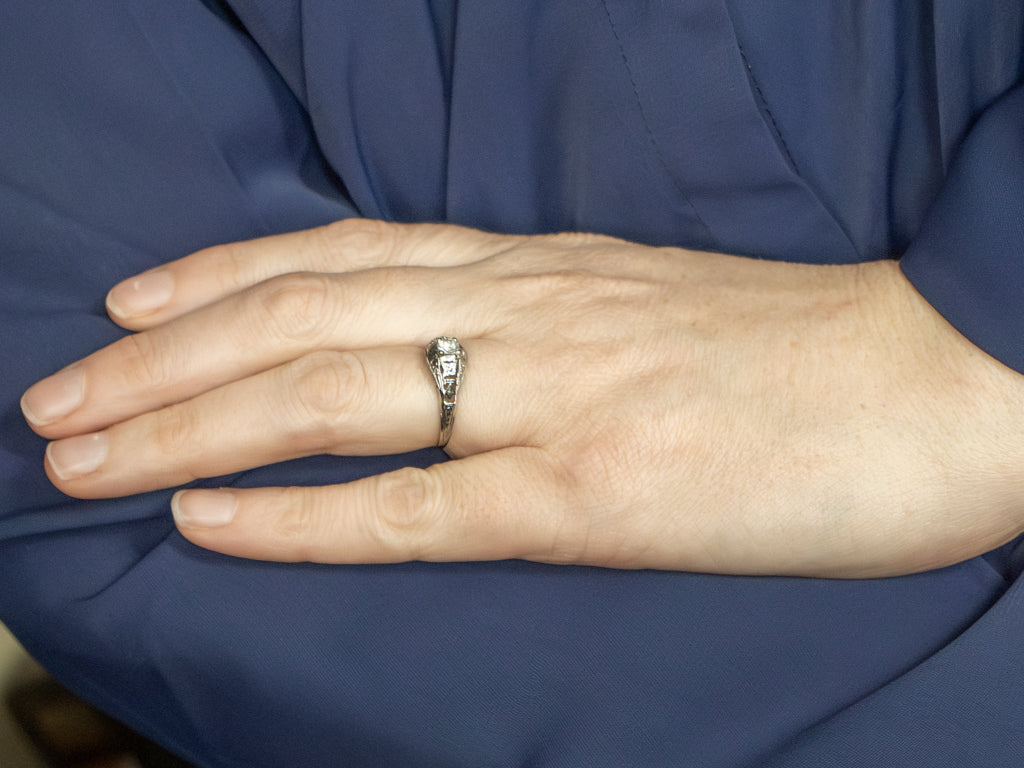 Floral Filigree Diamond Solitaire Engagement Ring