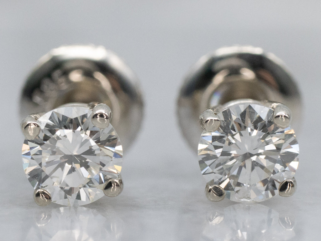 Round Brilliant White Gold Diamond Stud Earrings