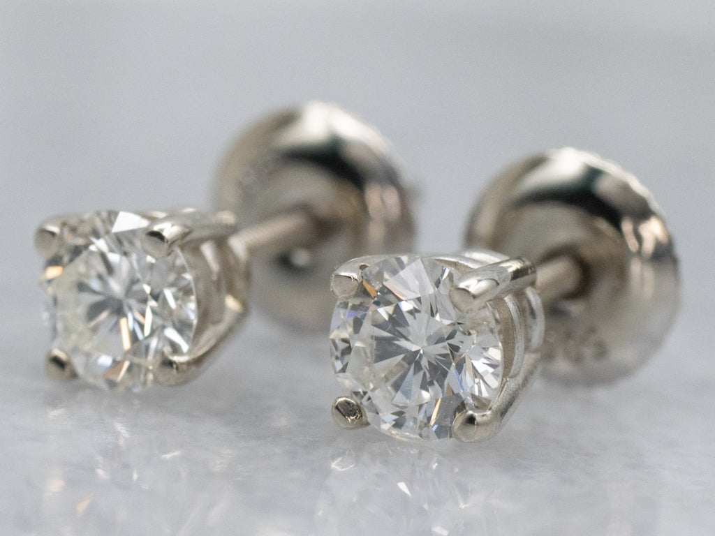 Round Brilliant White Gold Diamond Stud Earrings