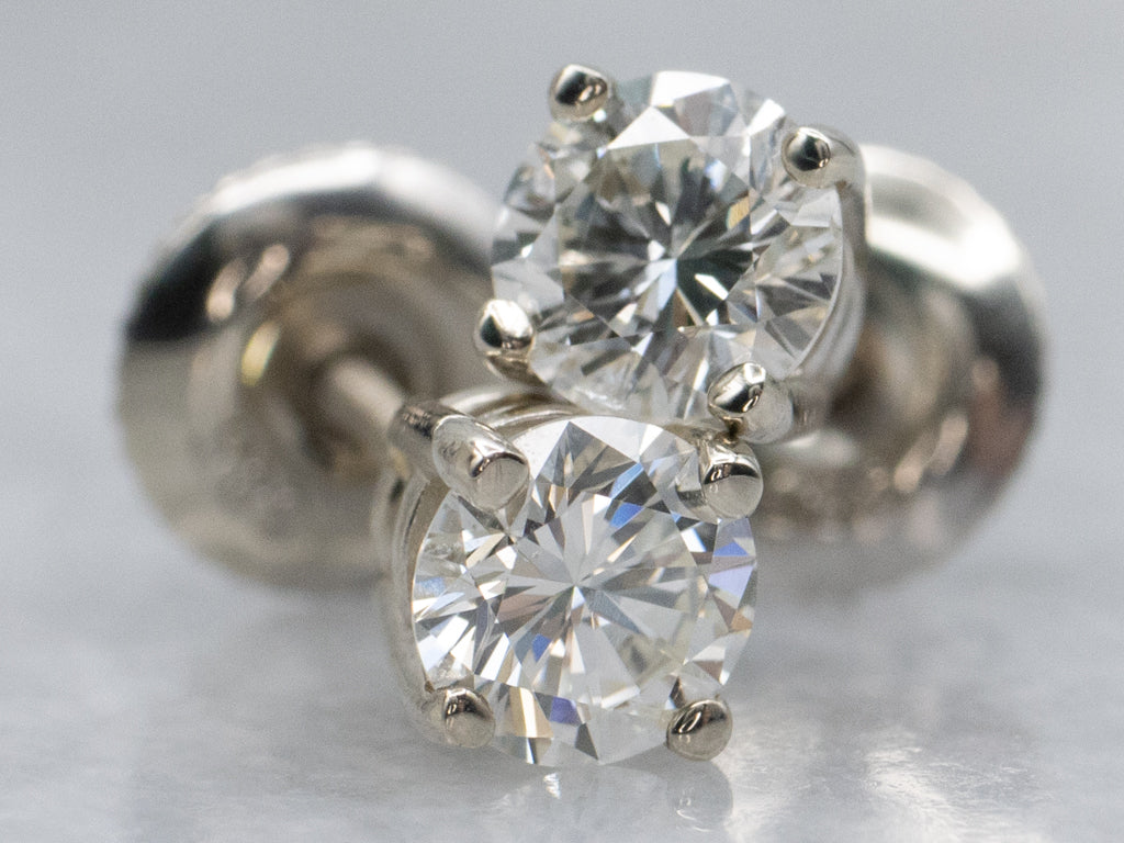 Round Brilliant White Gold Diamond Stud Earrings
