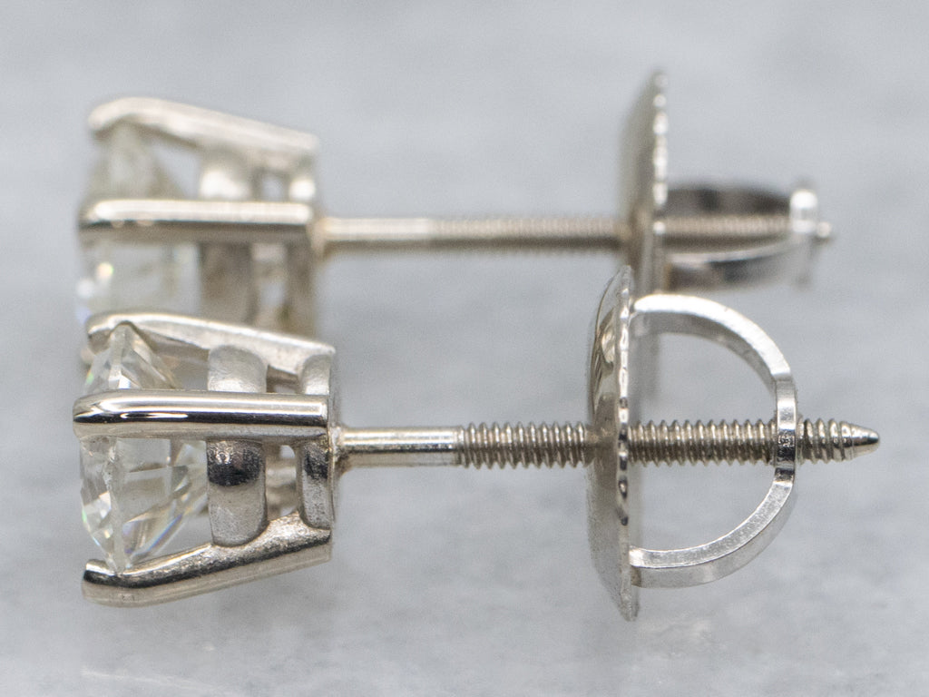 Round Brilliant White Gold Diamond Stud Earrings