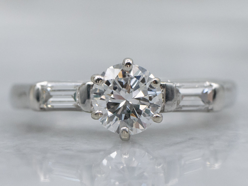 European Cut Diamond 1940s Platinum Engagement Ring