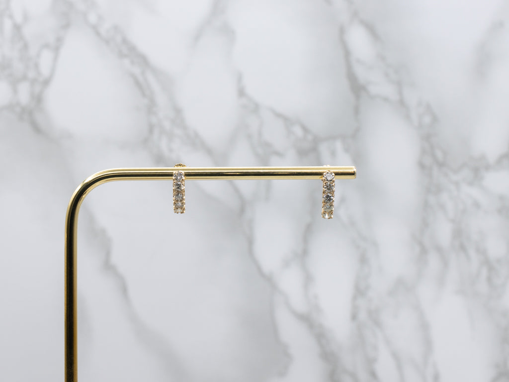 Diamond Yellow Gold Curved Stud Earrings