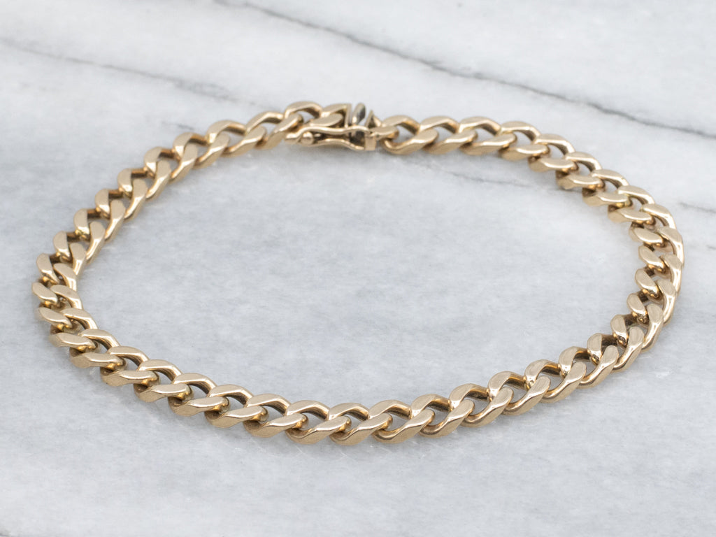 Yellow Gold Curb-Link Bracelet