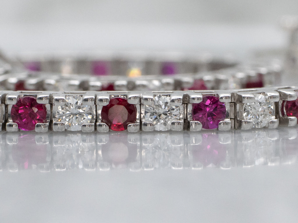 Modern Ruby and Diamond White Gold Tennis Bracelet