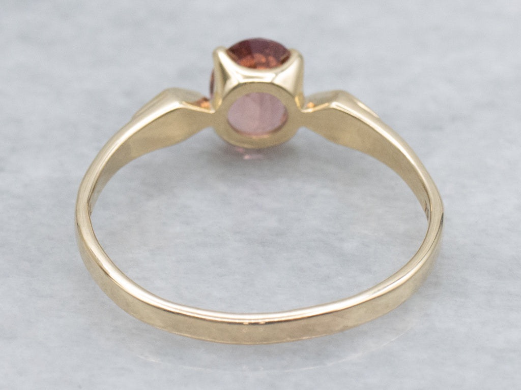 Pink Tourmaline and Diamond Three Stone Ring