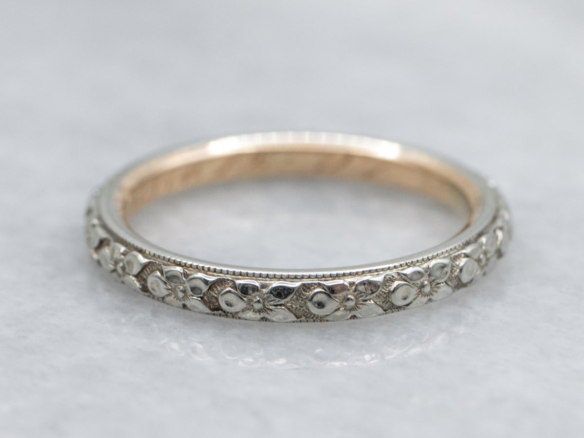 Antique Two-Tone Gold Floral Patterned Band