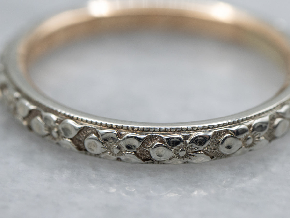 Antique Two-Tone Gold Floral Patterned Band