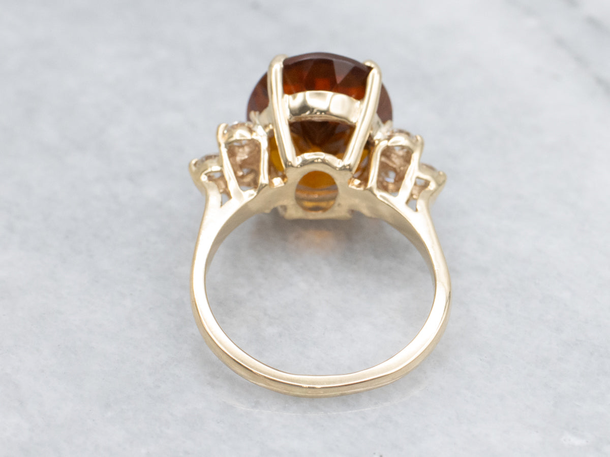 Citrine and Diamond Yellow Gold Ring