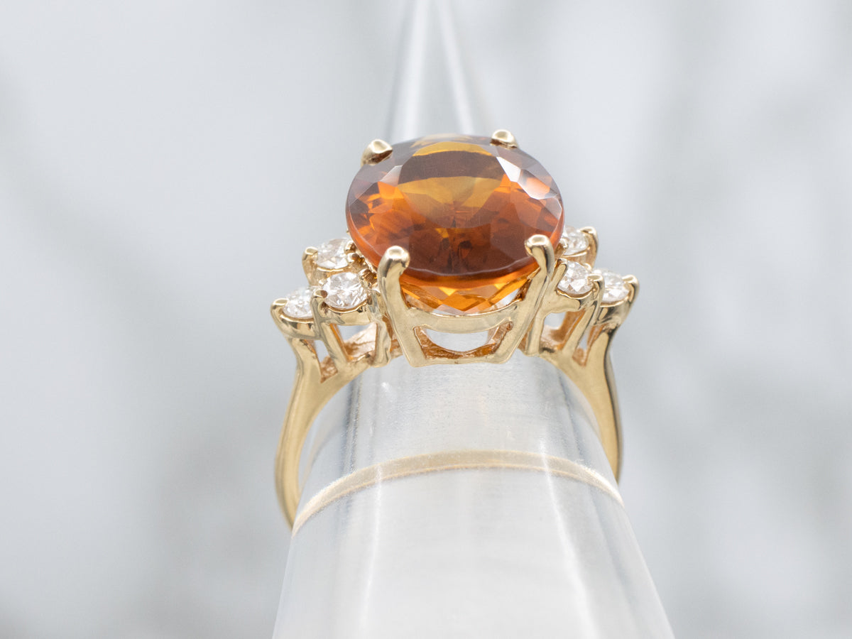 Citrine and Diamond Yellow Gold Ring