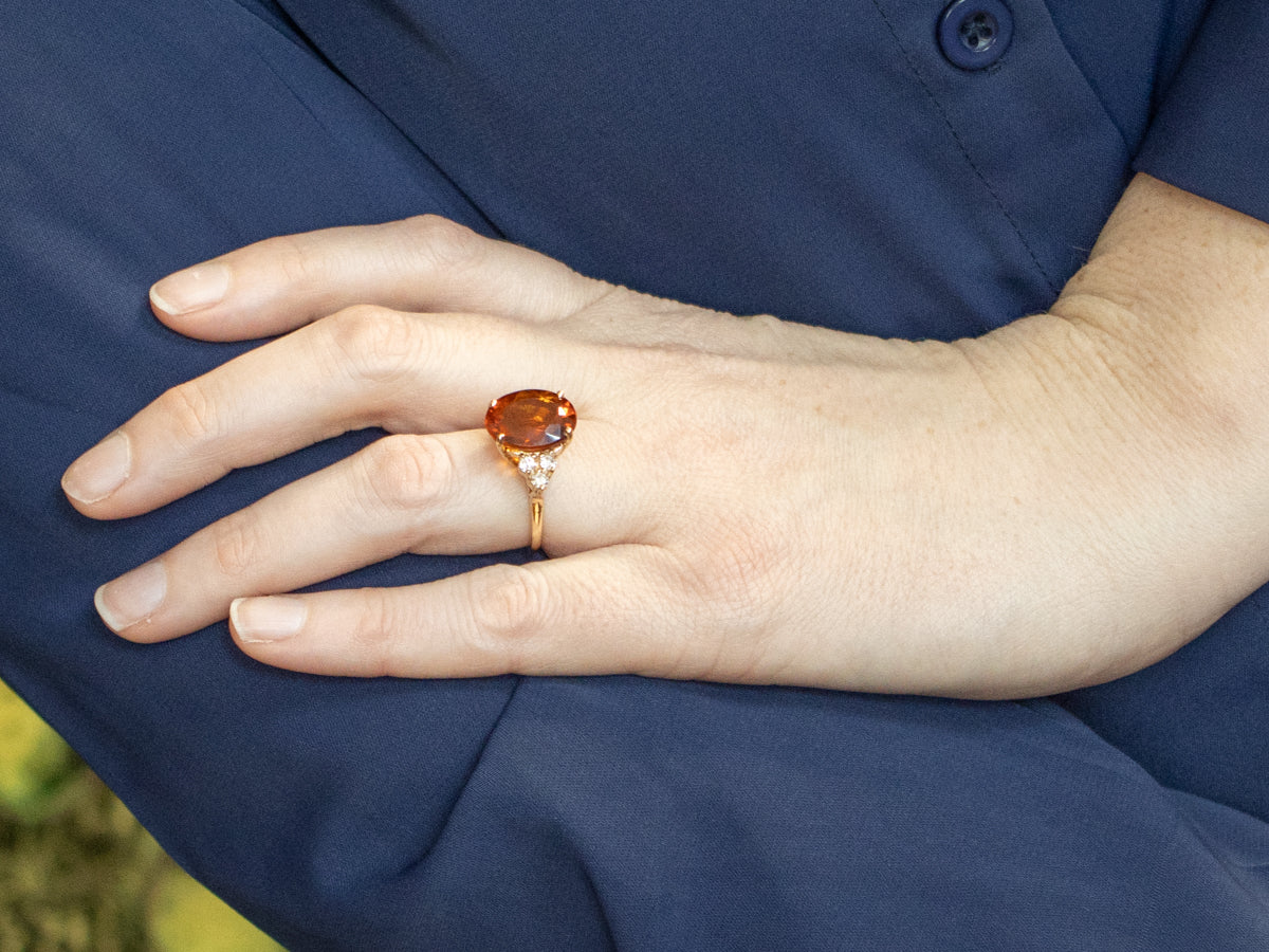Citrine and Diamond Yellow Gold Ring