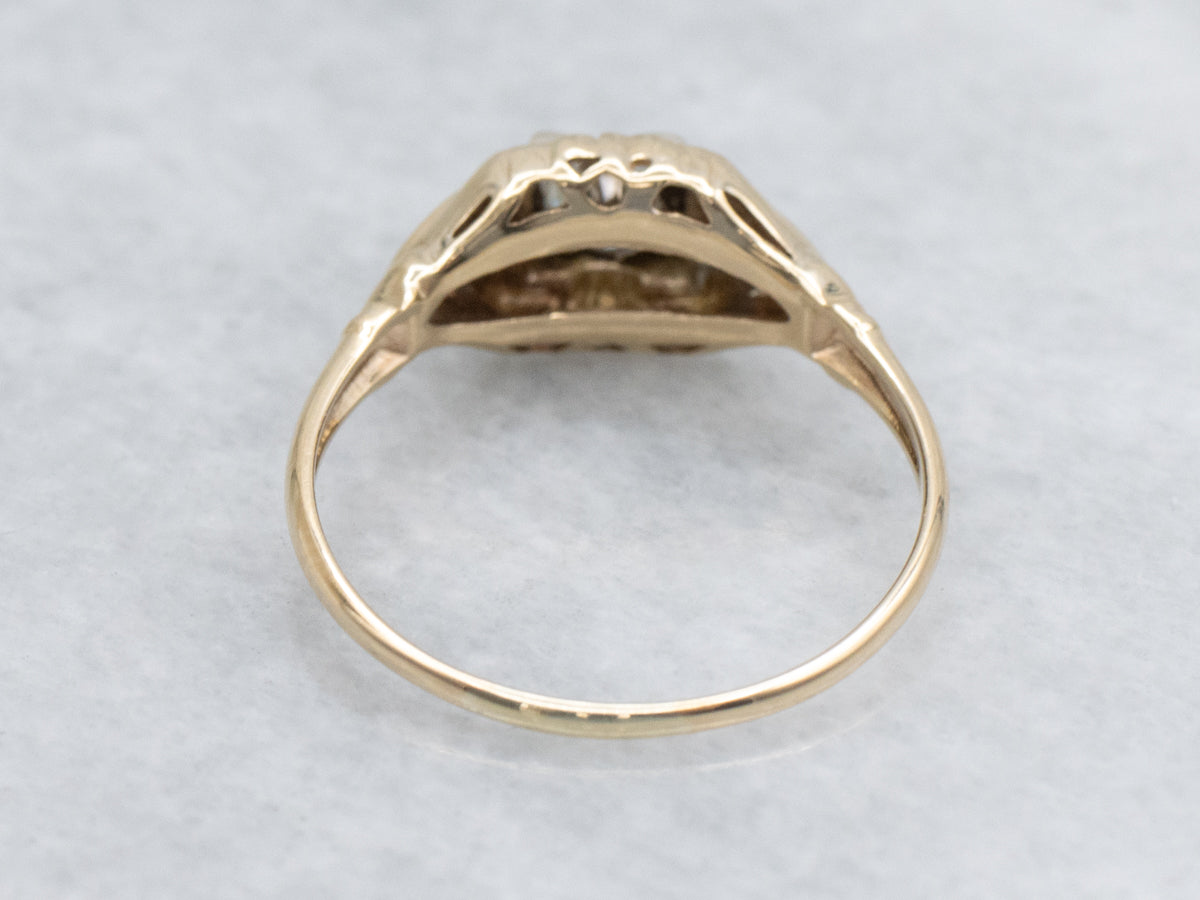 Vintage Two-Tone Gold Diamond Solitaire Engagement Ring