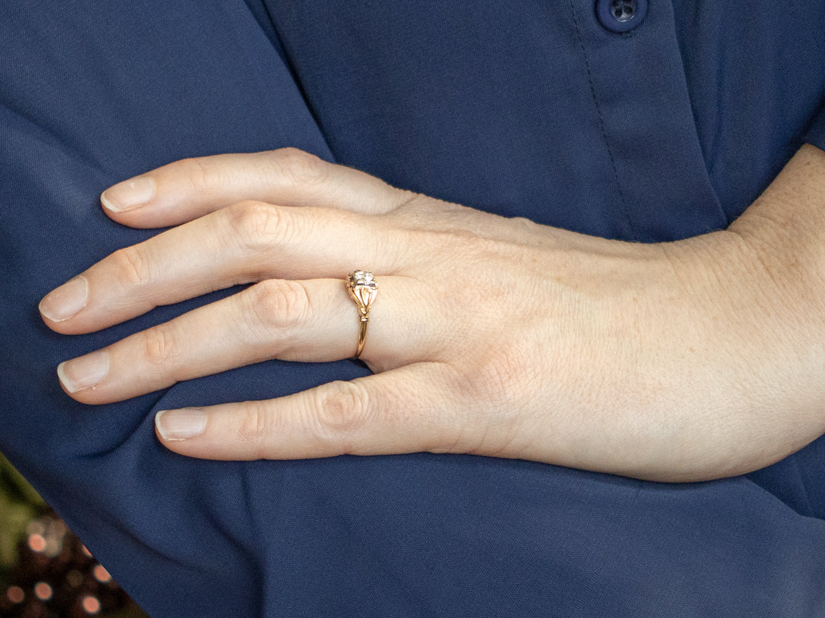 Vintage Two-Tone Gold Diamond Solitaire Engagement Ring