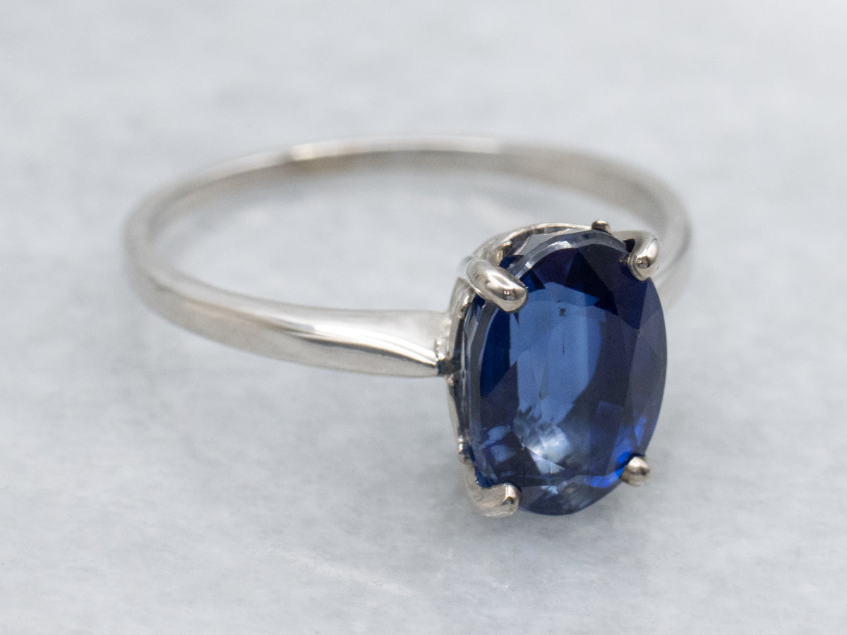 Beautiful Kyanite White Gold Solitaire Ring